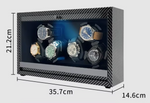 Charger l'image dans la galerie, Remontoir 6 Montres Automatique Fibre de Carbone – Moteur Silencieux & LED