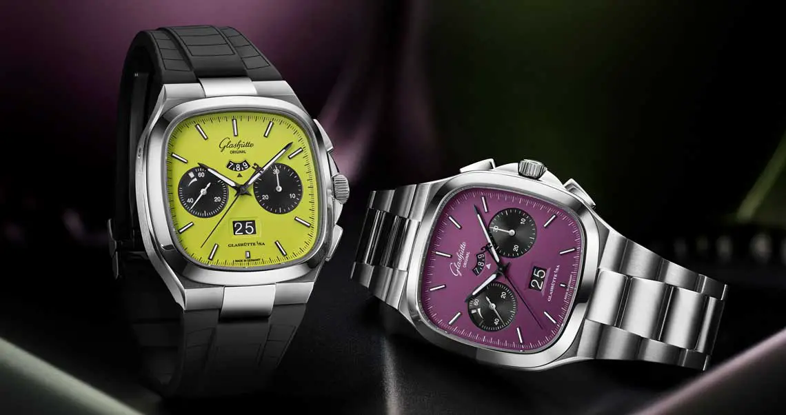 Seventies Chronograph Panoramadatum : Glashütte Original surprend avec une édition explosive citron-violet