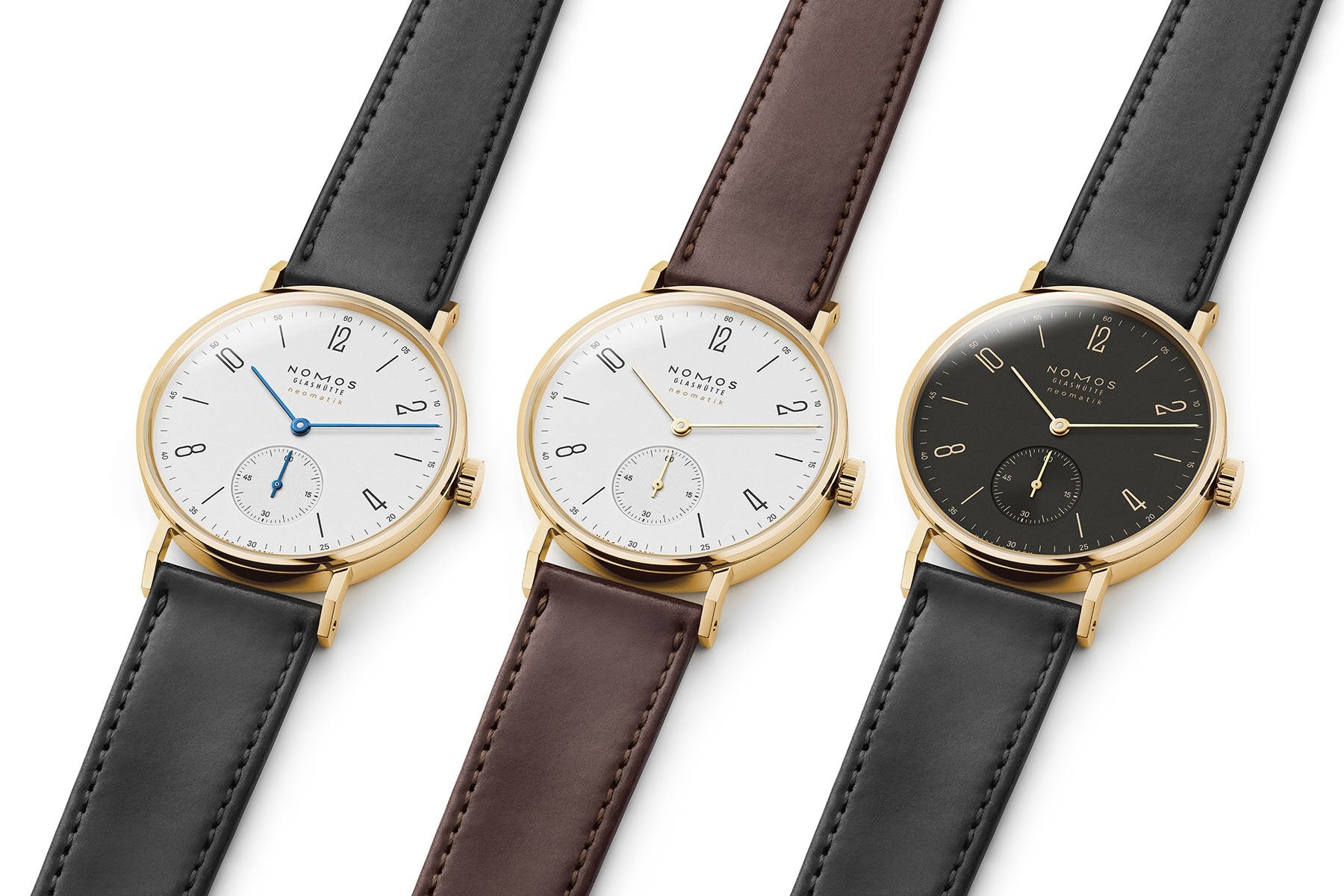 Cette Nomos Tangente en or 18 carats coûte 9 800 €… et intrigue les puristes du Bauhaus