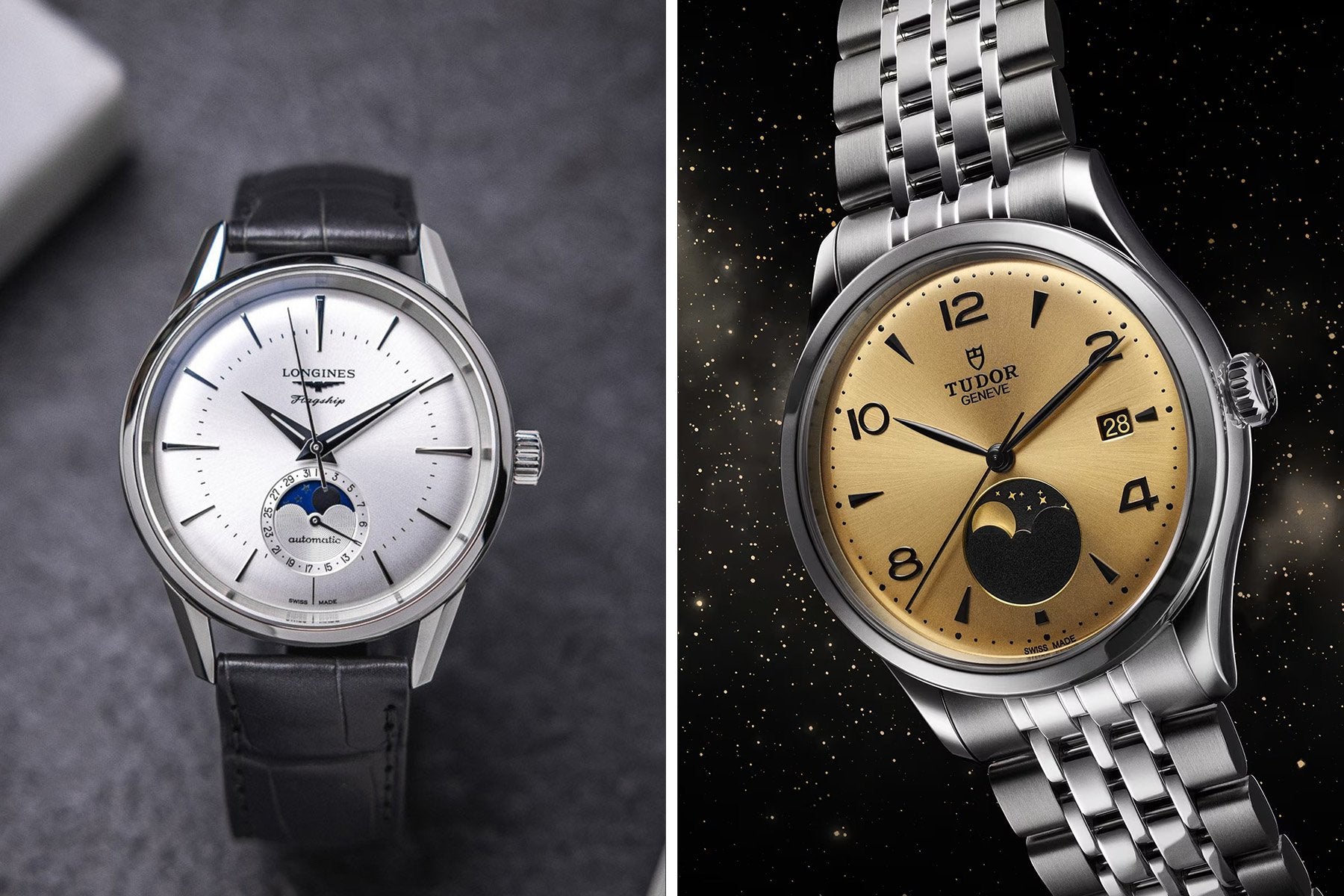 Cette montre Longines moonphase à 2 800 $ défie une Tudor à 3 375 $ : le duel inattendu