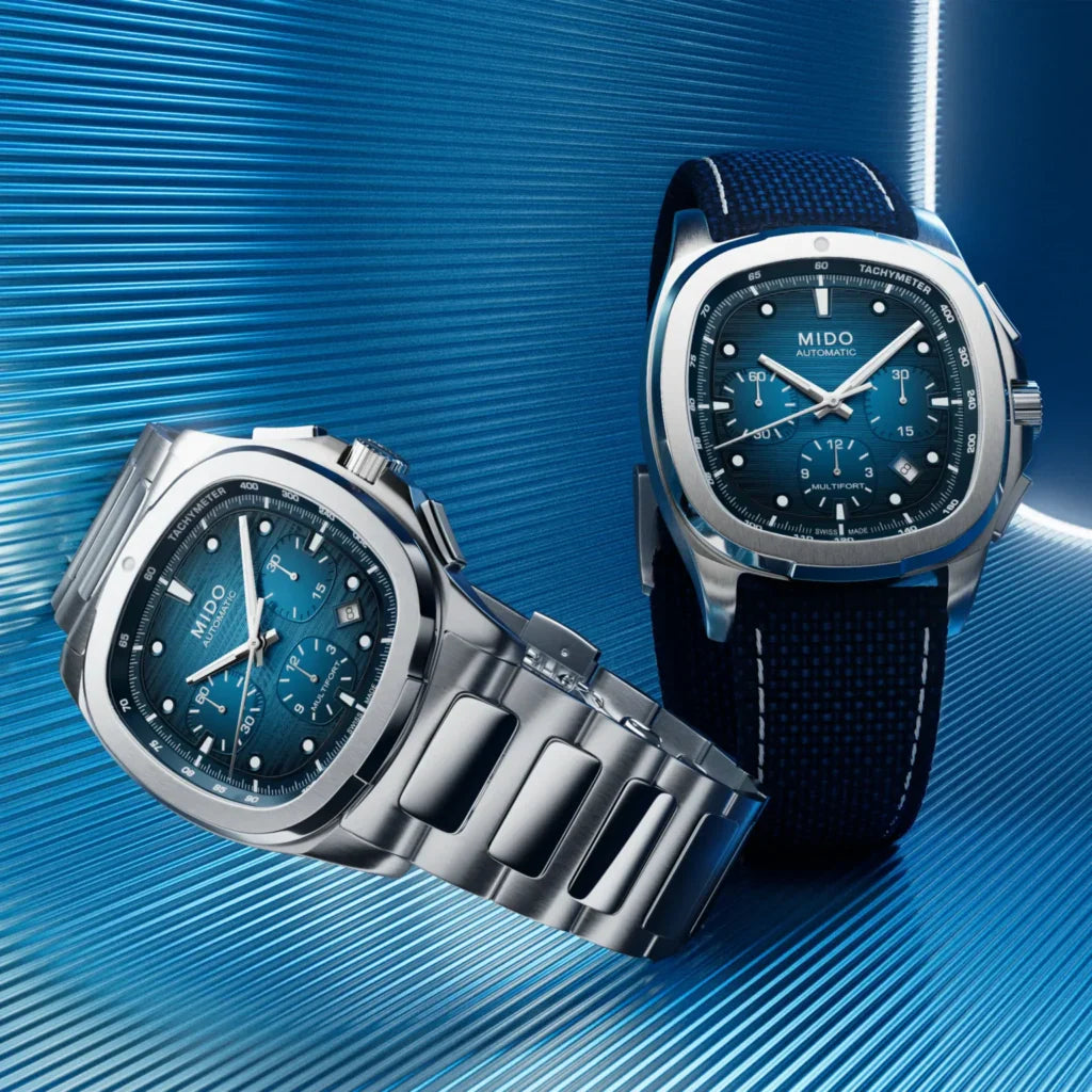 C’est le nouveau chronographe Mido à 2 490 € qui vise les amateurs de Tissot PRX