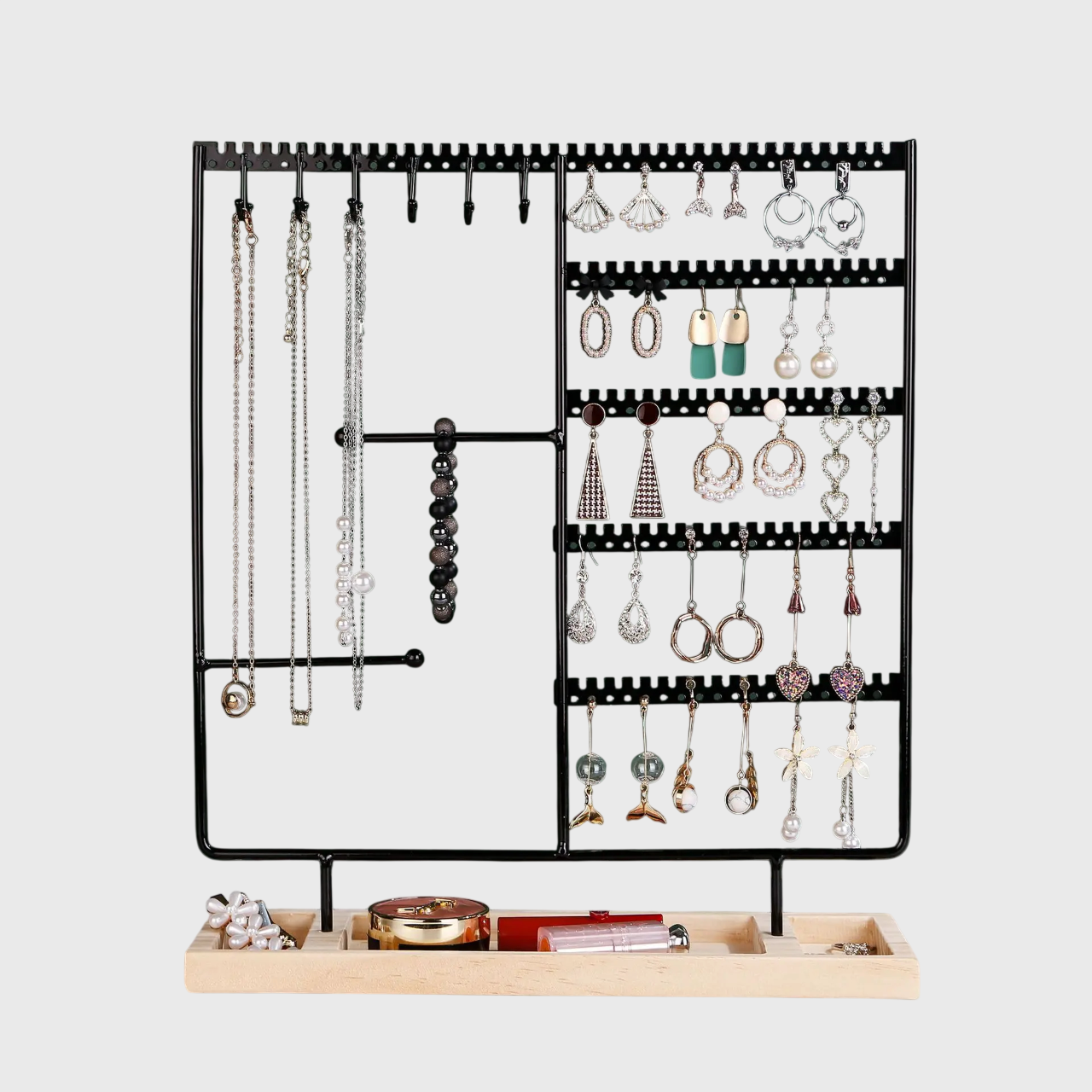 Présentoir Bijoux Multifonction Bois Métal Détachable