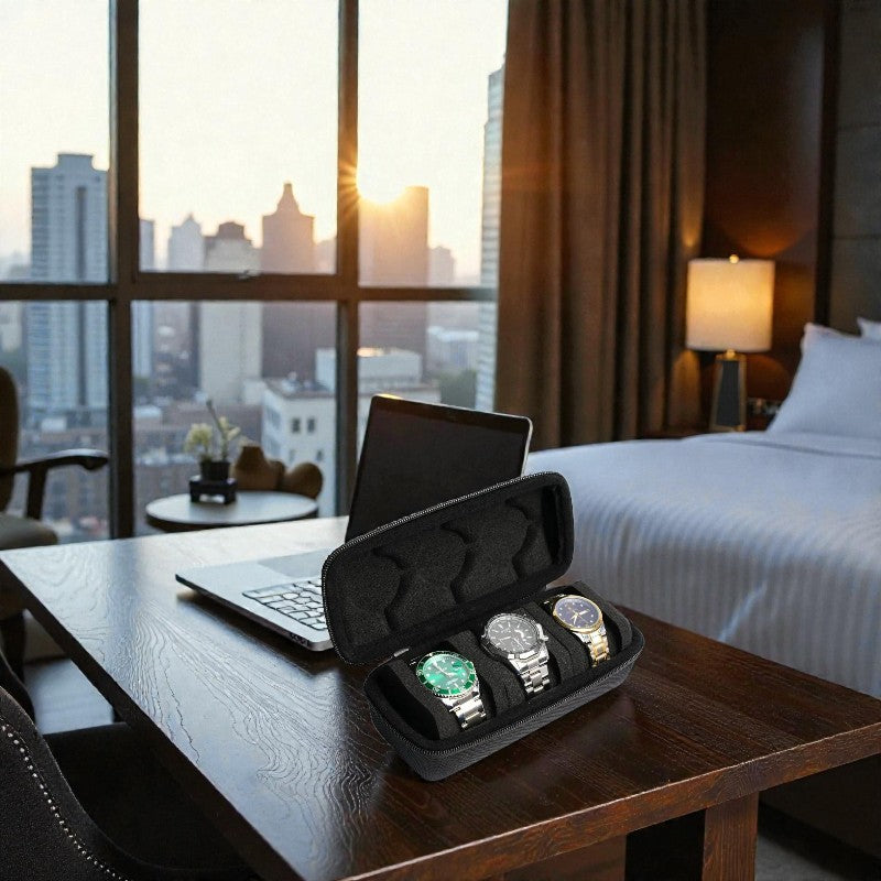 Étui Rangement Montres Luxe Voyage 3 Compartiments