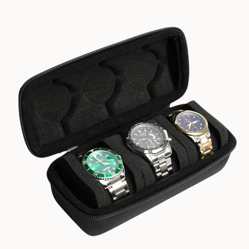 Étui Rangement Montres Luxe Voyage 3 Compartiments