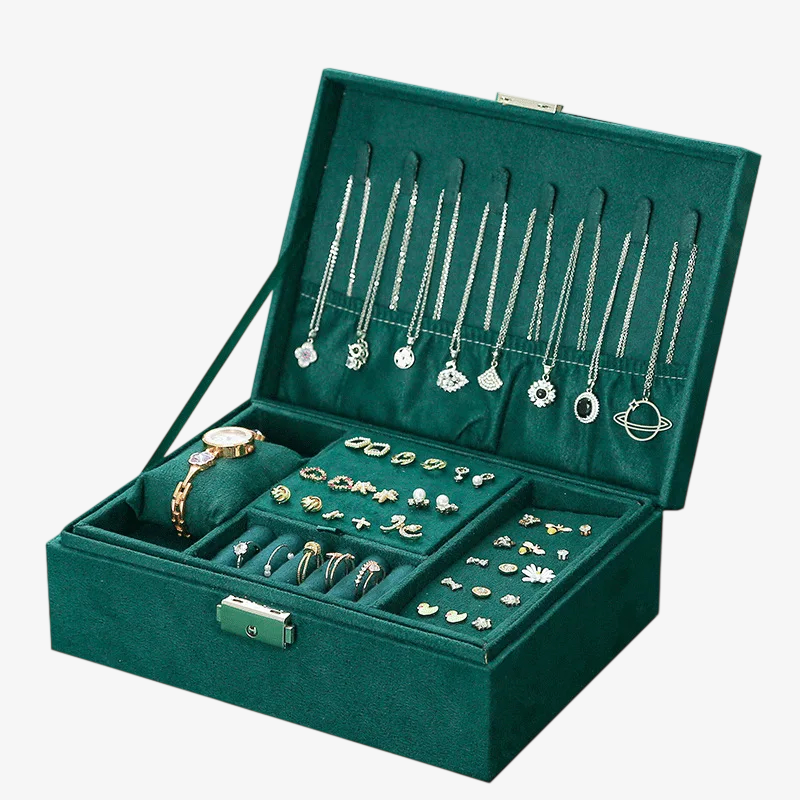 Coffret Bijoux Velours Vintage Double Étage
