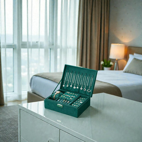 Coffret Bijoux Velours Vintage Double Étage