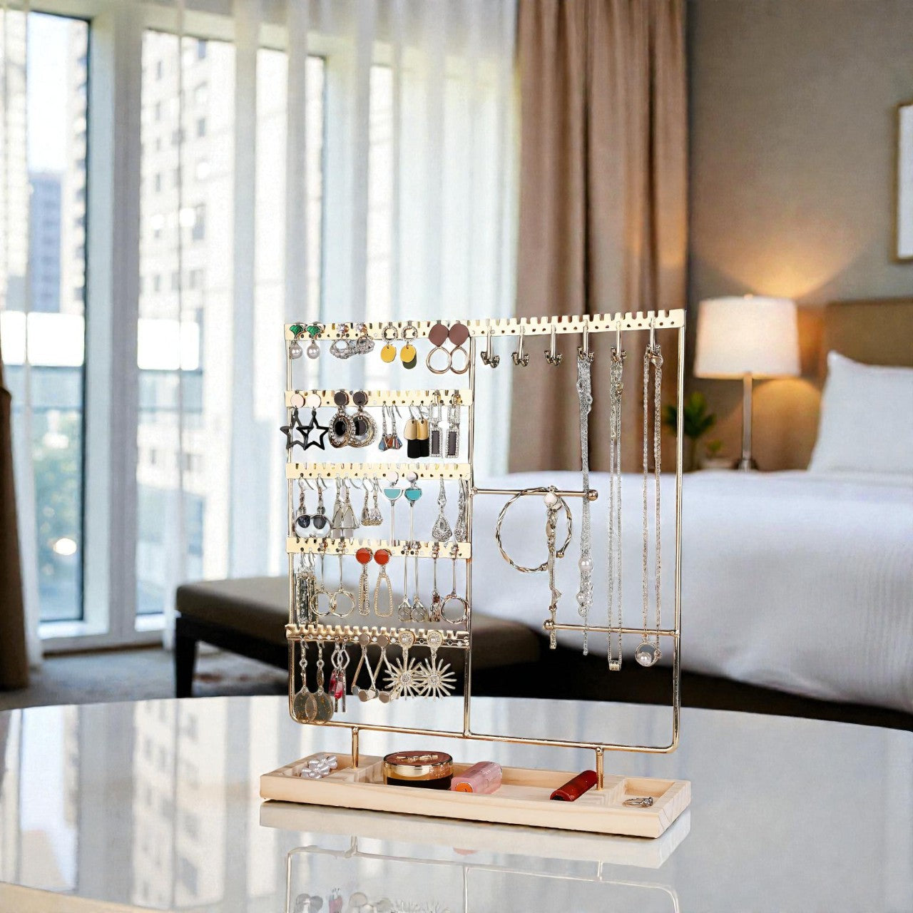 Présentoir Bijoux Multifonction Bois Métal Détachable