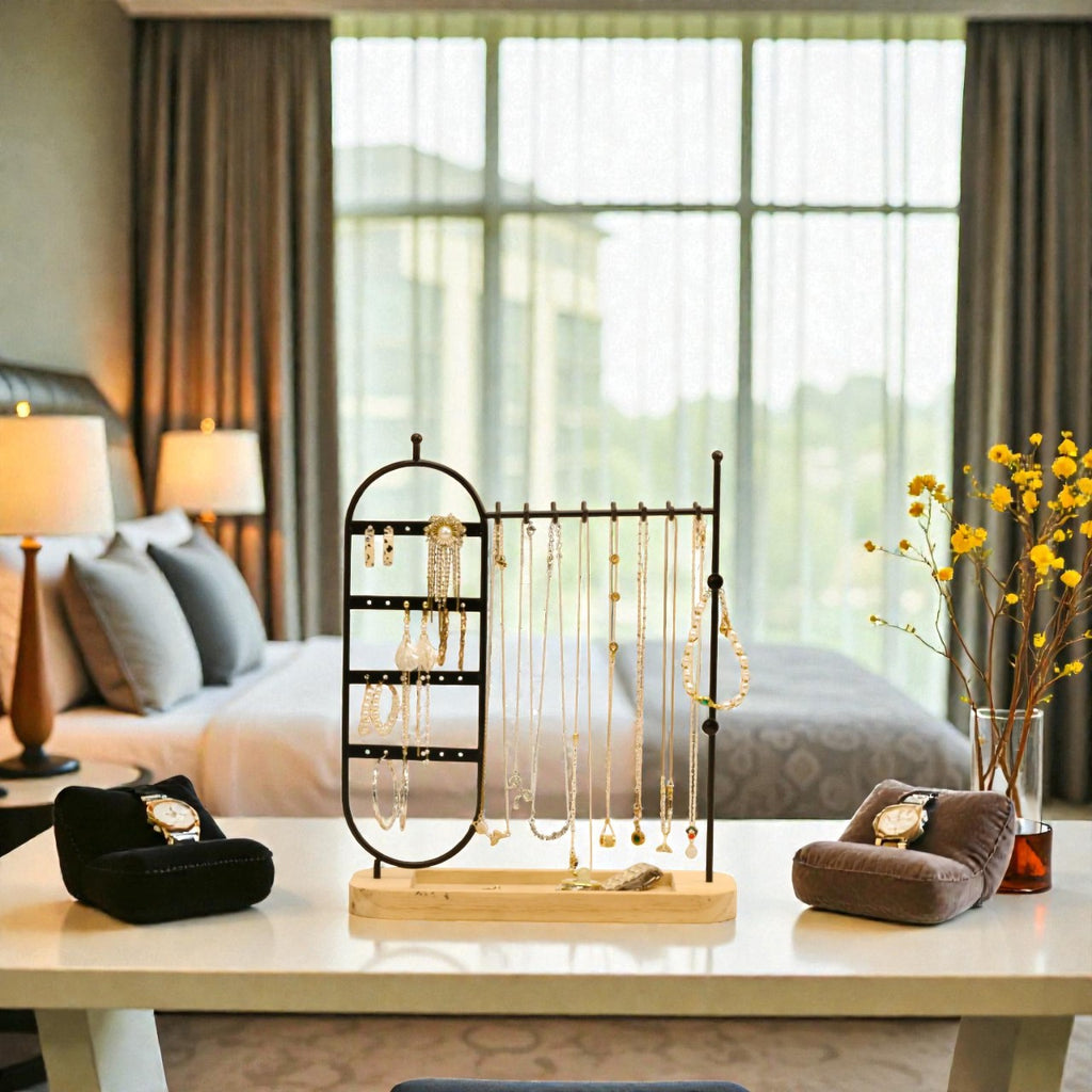 Présentoir Bijoux Bois Métal Bureau Design