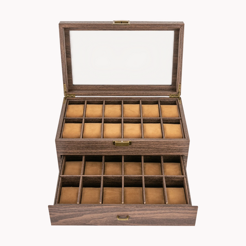Coffret Bois Double Étage 24 Montres