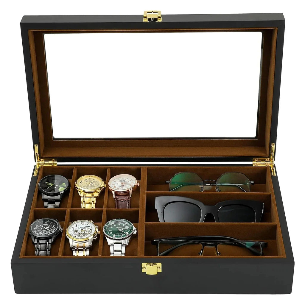 Boîte Palissandre Boîte à Montres Palissandre Vintage - 6 Places Vitrine Verre - Coffret Rangement Luxe Homme Cadeau Personnalisé Boîte Palissandre Boîte à Montres Palissandre Vintage - 6 Places Vitrine Verre - Coffret Rangement Luxe Homme Cadeau Personnalisé