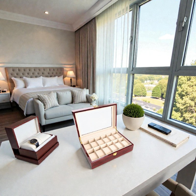 Coffret Bois Rangement Montres 12 Emplacements