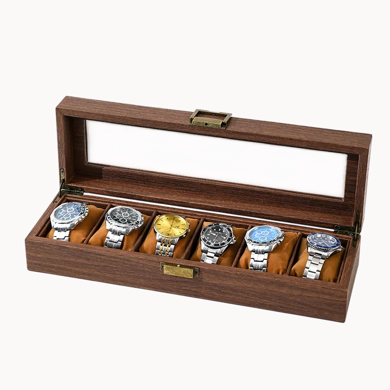 Coffret Rangement Montres Cuir Vitrine Verre
